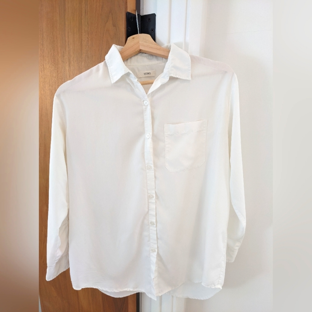 Storq Easy Button Up Shirt White Size 1
